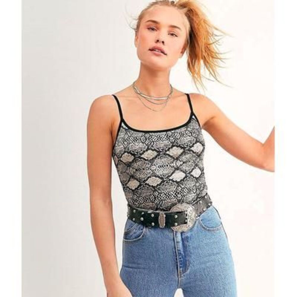 Free People Basique Bodysuit In Snake Combo XS